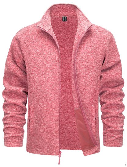 TACVASEN Men’s Lightweight Fleece Jacket - Full Zip Spring Casual Outdoor Sportswear with Pockets & Stand Collar