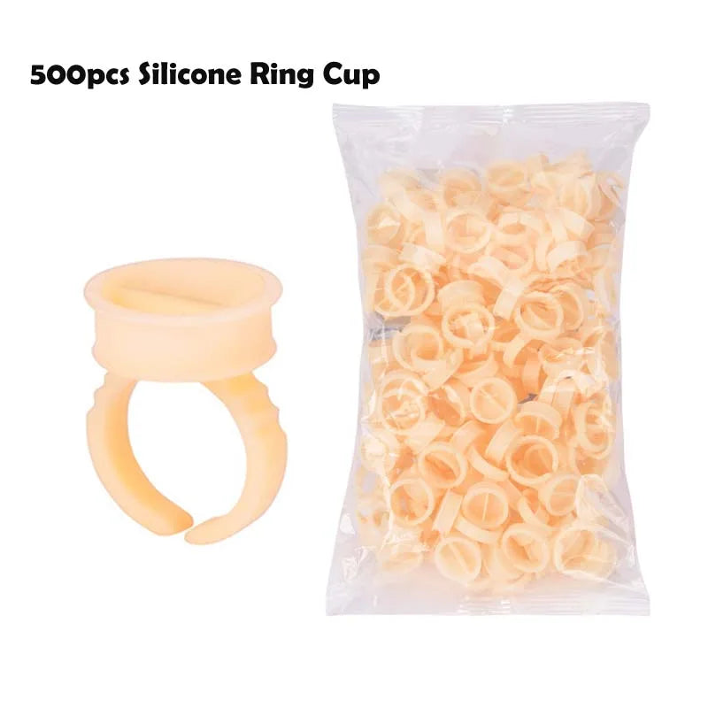 500PCS Disposable Silicone Pigment Rings – Tattoo Ink Cup Holders for Microblading, Eyebrow & Lip Permanent Makeup (PMU)