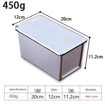 Aluminum Alloy Non-Stick Toast and Bread Loaf Pan – Black Cake Mold with Lid, Available in 250g to 1000g Sizes