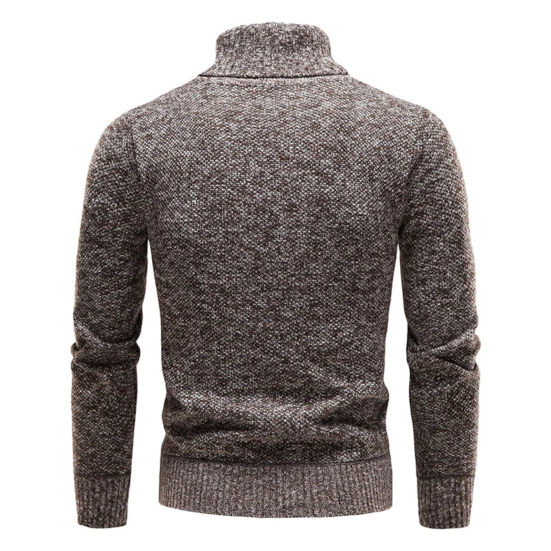 Men's Autumn Winter Fleece Turtleneck Sweater - Thick Warm Slim Fit Elastic Pullover Luxury Casual Top