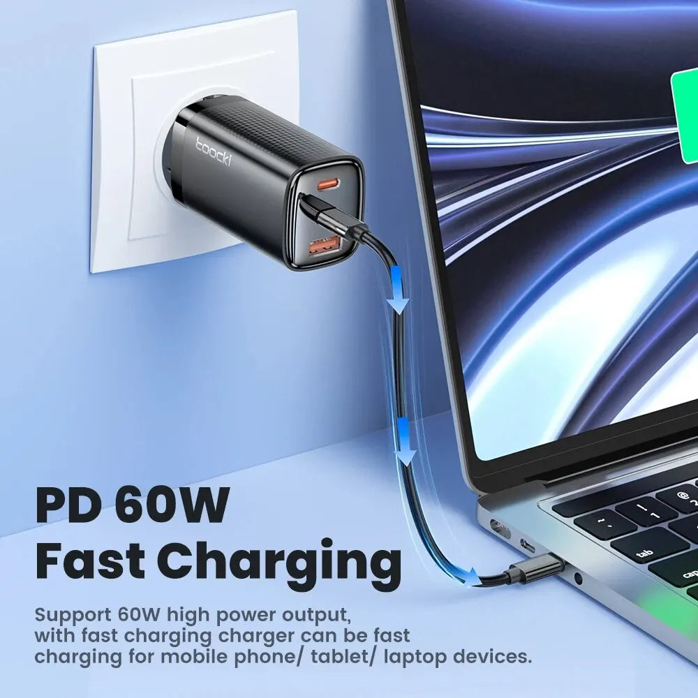 Toocki PD60W USB-C Cable Set – 5-in-1 Fast Charging & Data Transfer Type-C to Type-C Adapter for iPhone 15 Pro Max, Samsung S23 & Xiaomi Devices