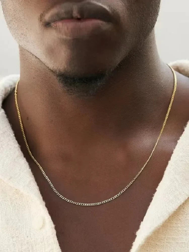 3mm Men’s Cuban Chain Necklace – Simple Stainless Steel Titanium Jewelry Gift