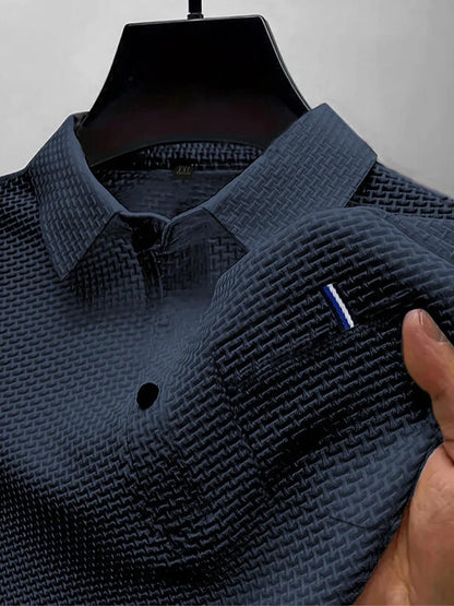 Men's Ice Silk Polo Shirt - Short Sleeve Summer Lapel Top with Pocket Design