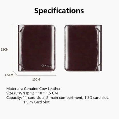 Men’s Genuine Leather RFID Blocking Trifold Wallet – Short Business Wallet with ID Window & Credit Card Holder Slim Men’s Purse