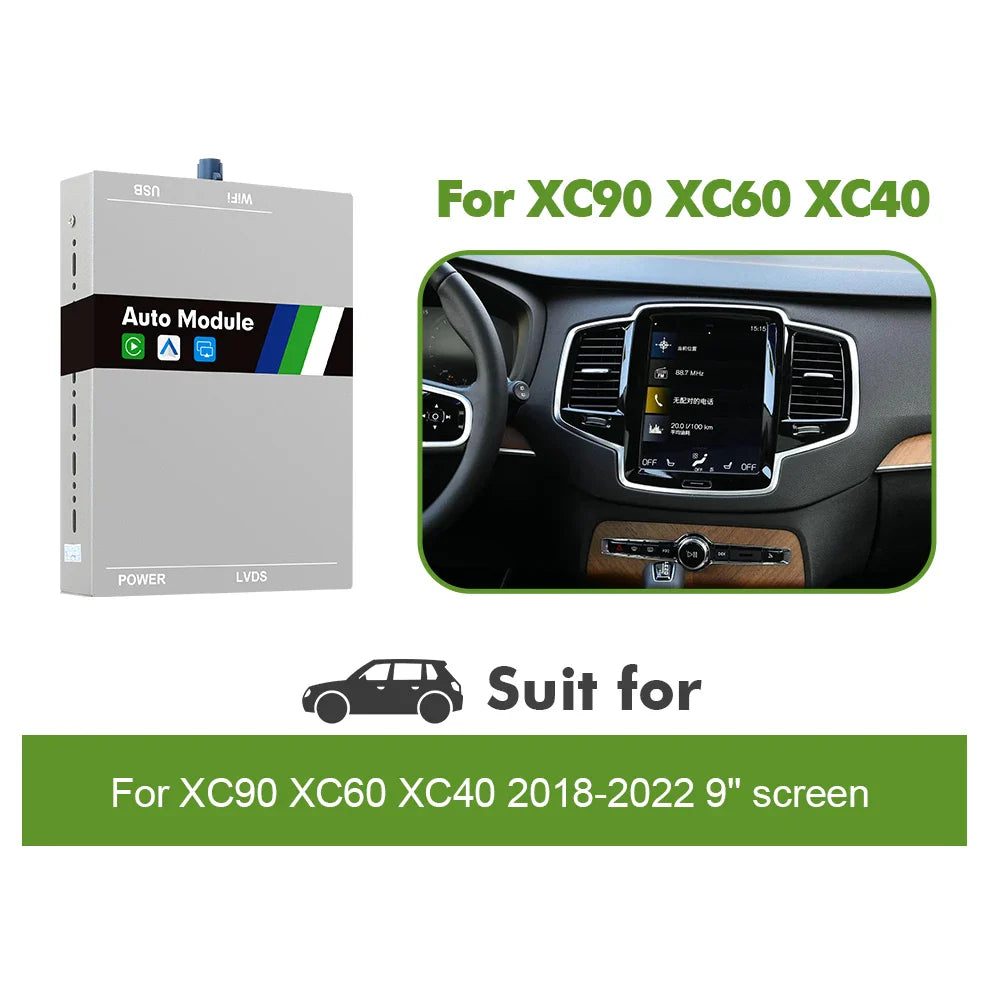 ISUDAR Wireless CarPlay Module for Volvo – AI Upgrade Adapter with Android Auto & Bluetooth (XC90/XC60/XC40/S90/S60/V90/V60)