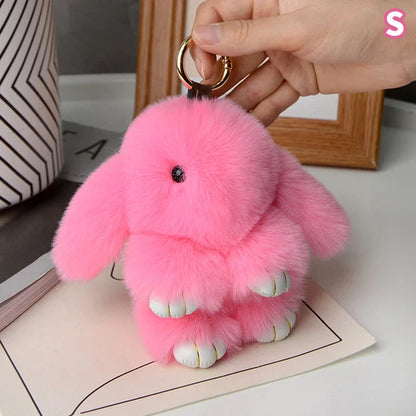 15cm Rabbit Fur Keychain – Fluffy Bunny Pendant for Women’s Bags, Car Keys & Decorative Accessories Gift