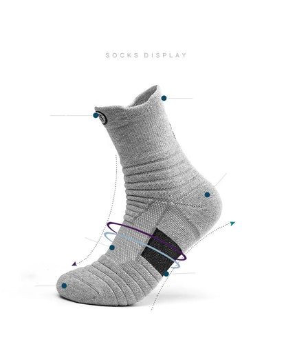 1/3 Pairs Men’s Compression Socks – Breathable Sports, Basketball, Cycling, and Running High Elastic Towel Tube Socks