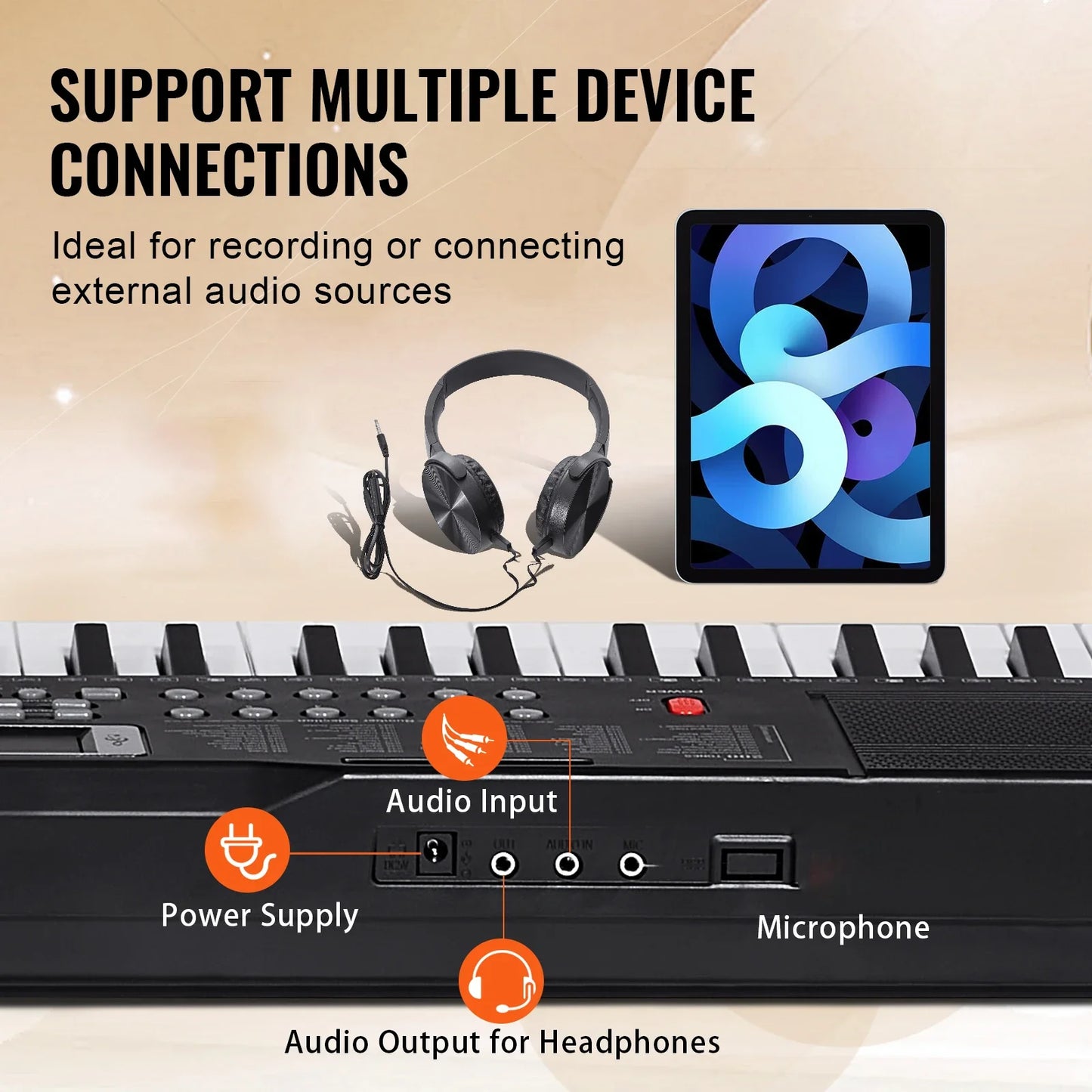 61 Key Digital Piano Keyboard - Portable Electric Piano with Multiple Tones & Rhythms for Beginners