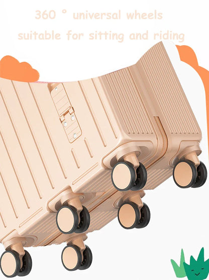 2024 Kids Ride-On Luggage with Foot Pedal – 20-Inch Mini Travel Suitcase with 6 Wheels, Folding Design for Children