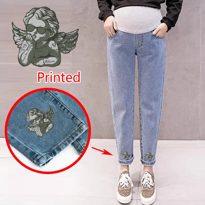 Maternity Boyfriend Jeans – High Waist Loose Denim Pants for Pregnant Women