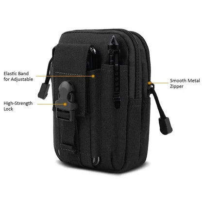 Unisex Tactical Cell Phone Holster – Universal Molle Hip Waist Belt Pouch, Wallet Case with Zipper for Phones