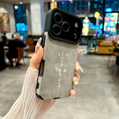 Microfiber Leather Phone Case for iPhone 11-17 Air Pro Max Plus - Luxury Hip-Hop Protective Cover