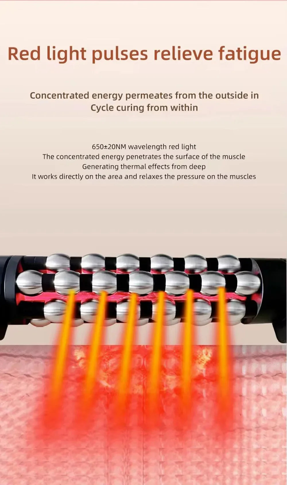 36W Red Light Heated Massage Roll Massager - 360° Rotating Inner Ball for Full Body & Anti-Cellulite