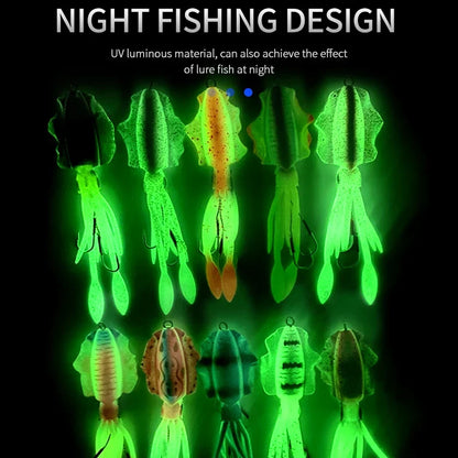 TEASER Silicone Fishing Lure - Luminous Octopus Squid Soft Bait Wobbler Jig for Sea Fishing