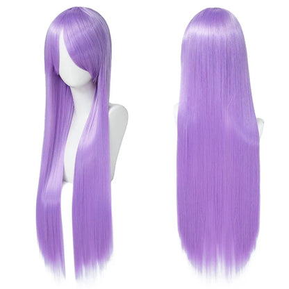 80cm Long Cosplay Wig - Synthetic Straight Hair with Bangs for Lolita Anime Costume Party Styling