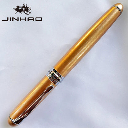 Jinhao X750 Fountain Pen Set - Medium Nib with Ink Converter, Silver Trim Calligraphy Writing Pen & Gift Set