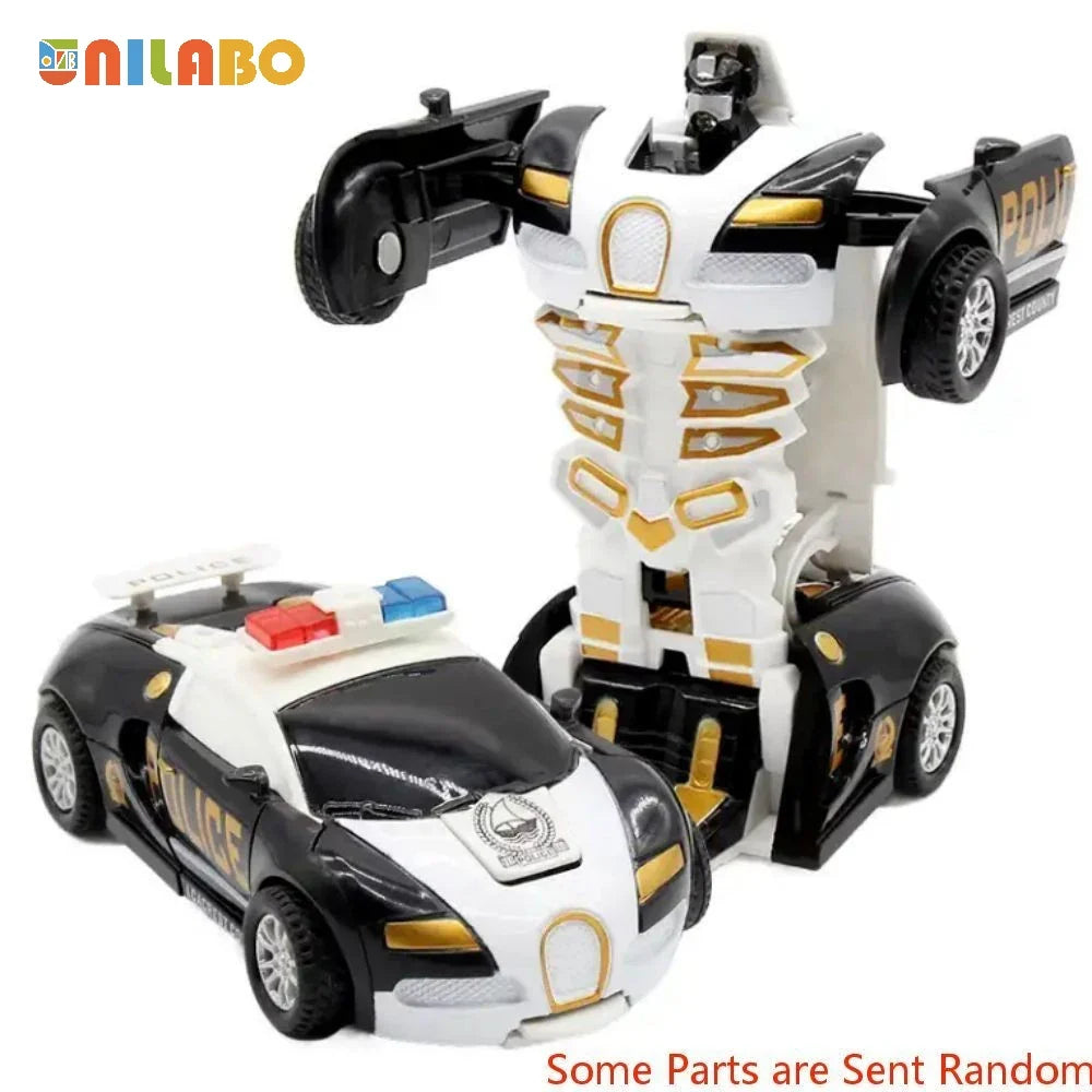 Transformable Robot Sports Car Toy - Battery-Free Educational Vehicle Model for Kids' Play & Learning