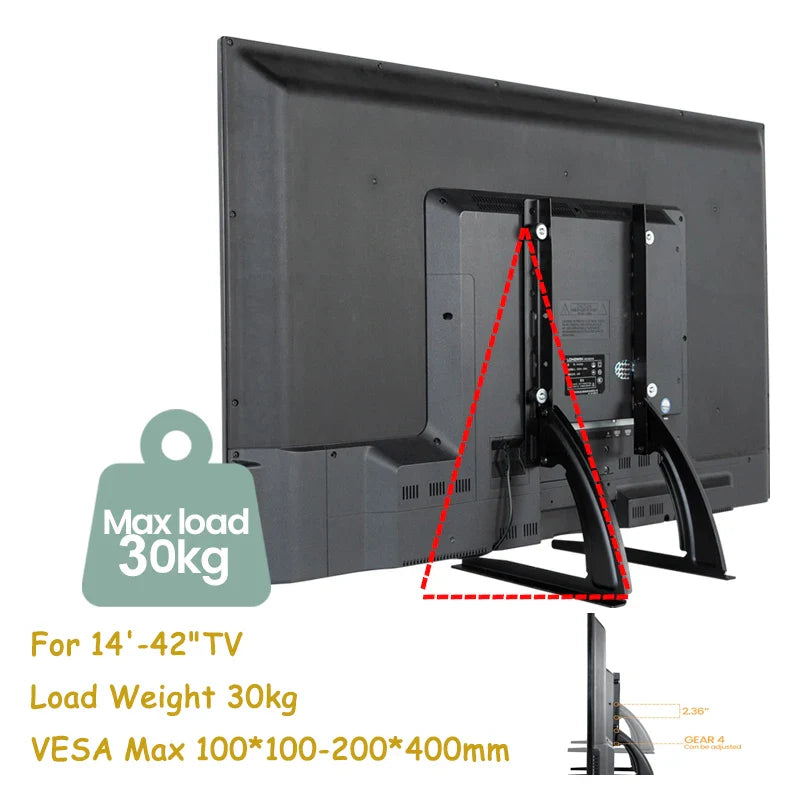 BEISHI Universal Table Top TV Stand for 14-42 Inch LCD/LED/OLED TVs - Pedestal Feet for Flat & Curved Screens