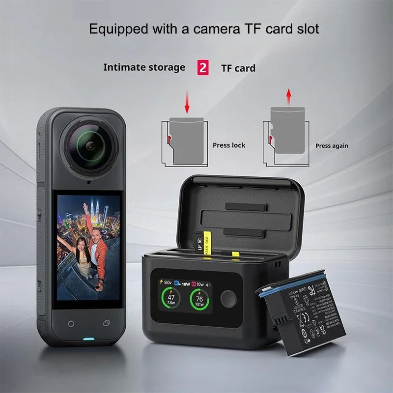 Insta360 X5 Fast Charging Case - 27W Dual Track Battery Charger Storage Case for Insta360 X5 Accessories