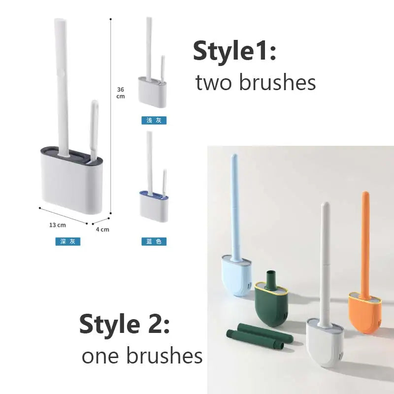 Wall-Mounted Toilet Brush with Holder – Long Handled Silicone Soft Bristles for Bathroom WC Cleaning