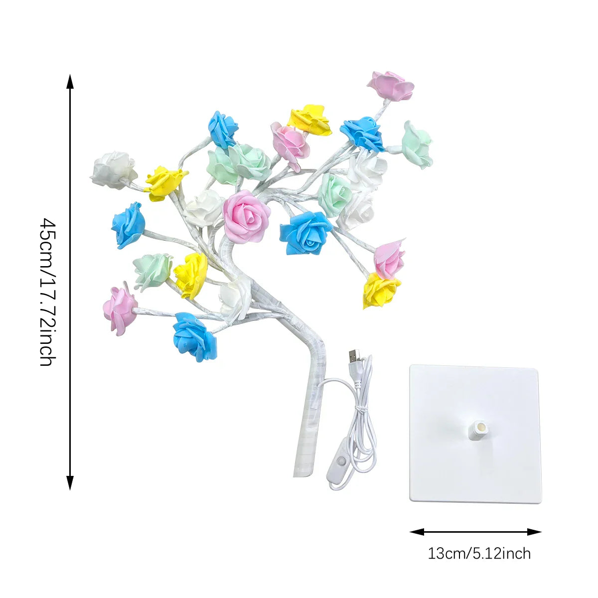 36/108 LED USB Table Lamp – Rose String Lights, Tree Night Light for Girls, Party, Camping & Summer Home Decor