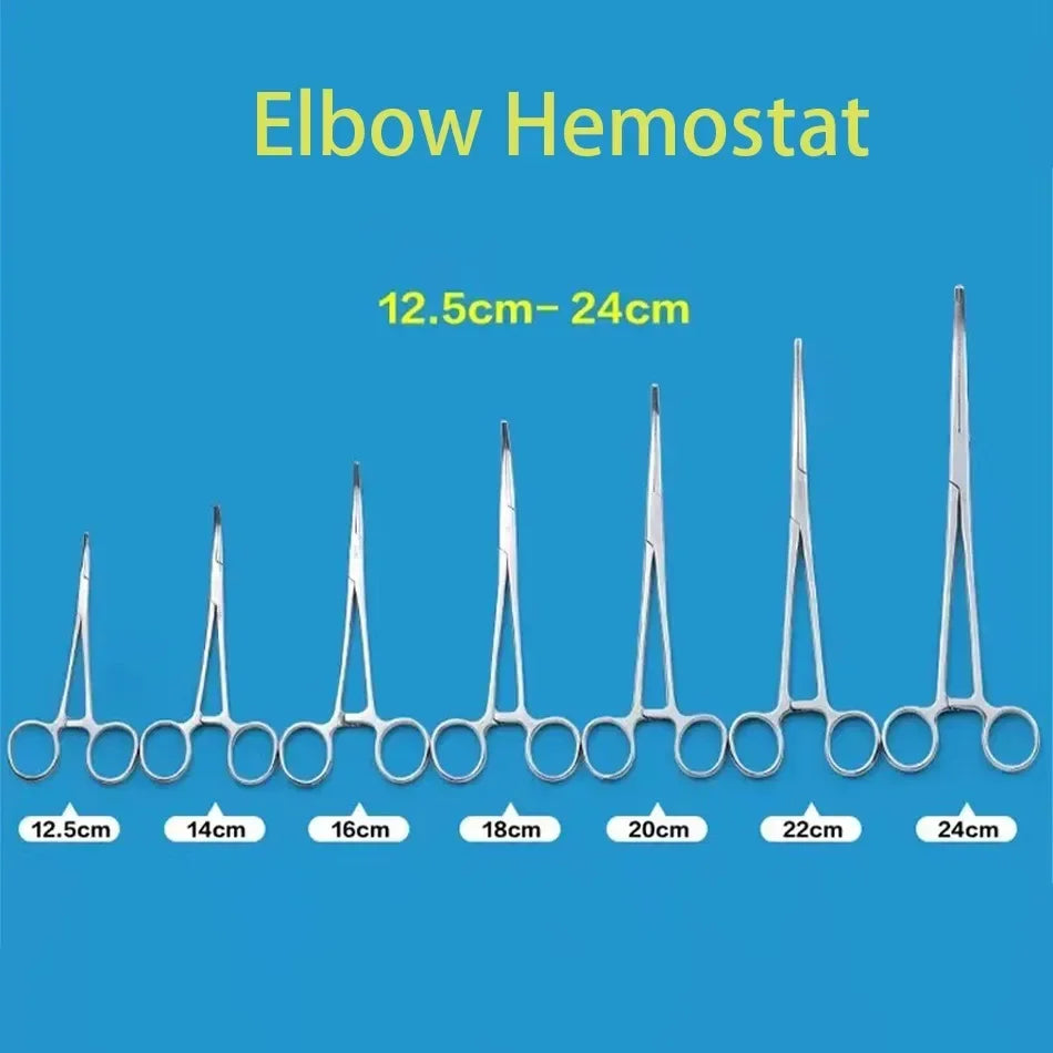 Stainless Steel Hemostatic Forceps - Locking Surgical Clamps with Curved & Straight Tip Pliers
