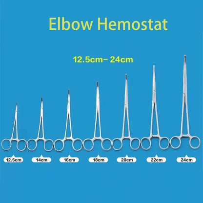 Stainless Steel Hemostatic Forceps - Locking Surgical Clamps with Curved & Straight Tip Pliers