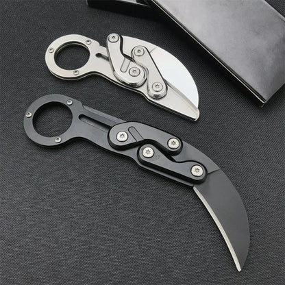 All-Steel Claw Tactical Knife – Multifunction Outdoor EDC Self-Defense Tool, Black & Silver Gift for Men