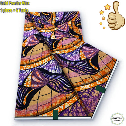 2026 African Grand Golden Wax Fabric - Soft Pink Flash Gold Ankara Batik Pagne