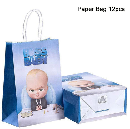 Cartoon Boss Baby Birthday Party Set - Disposable Tableware, Backdrop & Balloons for Kids Baby Shower Decor