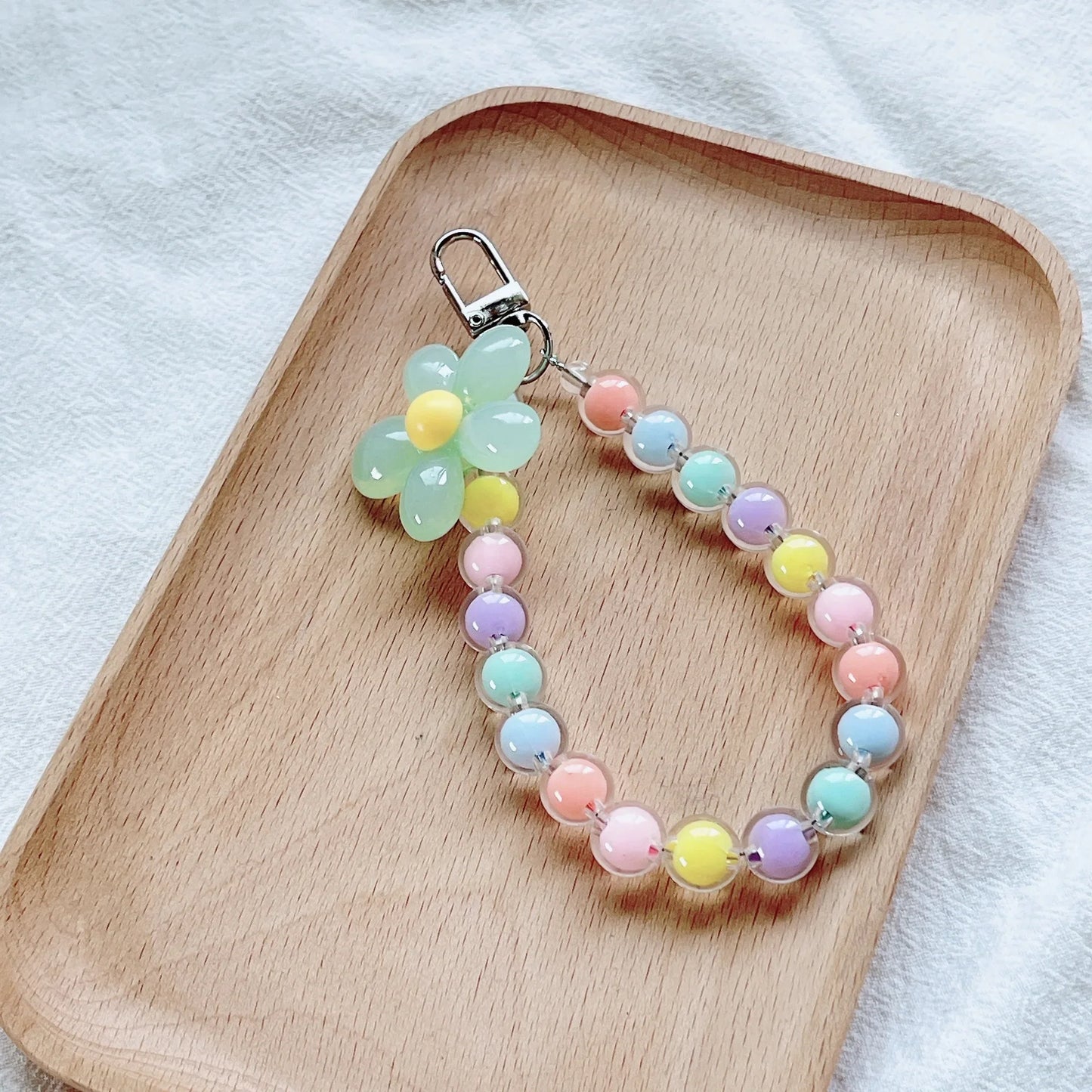 Phone Anti-Lost Lanyard - Colorful Macaron Round Bead Pendant, Women's Handheld Wrist Chain for Mobile Phones