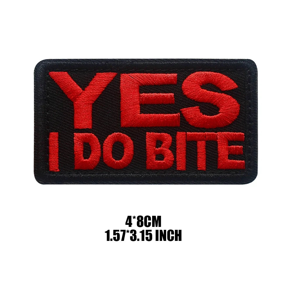 Dog Bite Risk Warning Patch - Embroidered K9 Service Dog Hook & Loop Badge