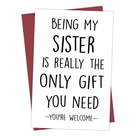 Funny Birthday Card for Sister – Humorous Greeting Card with Envelope, Personalized Sister Gift Birthday Wishes Card