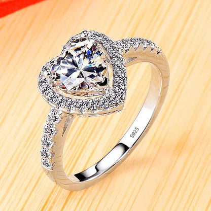 18K White Gold Color Solitaire Ring - 2 Carat Zirconia Diamond Style Wedding Band Luxury Jewelry for Women