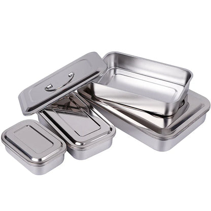Stainless Steel Dental Instrument Tray with Lid – Medical Sterilization Box for Surgical Tools, Disinfection Storage Container