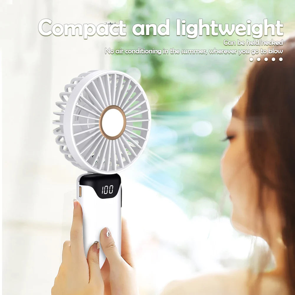 Portable Mini USB Fan – Handheld & Desktop Fan with Phone Holder, 3-Speed Adjustable Wind, Long Battery Life, Multi-Function Cooling Fan
