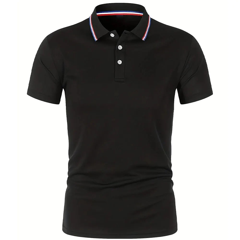 Men’s Summer Casual Polo Shirt - Breathable Solid Color Short Sleeve T-Shirt for Comfortable Everyday Wear
