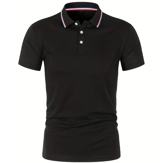 Men’s Summer Casual Polo Shirt - Breathable Solid Color Short Sleeve T-Shirt for Comfortable Everyday Wear
