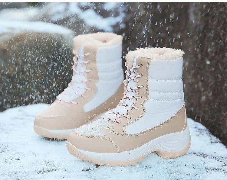 Women's Winter Snow Boots – Plush Lined Platform Flat Casual Shoes for Warmth and Comfort