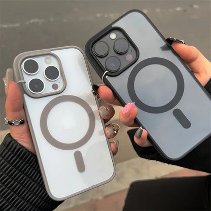 Luxury MagSafe Transparent Case for iPhone 15, 14, 13, 12, 11, Pro, X, XS, XR, Max, 7, 8, Plus, Mini | Magnetic Wireless Charging Phone Cover