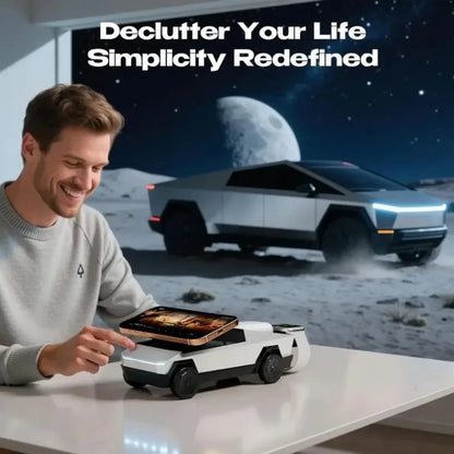 3-in-1 Magnetic Wireless Charger Stand - Cybertruck Desktop Phone Holder for iPhone 17-12 Pro Max Apple Watch & AirPods Pro