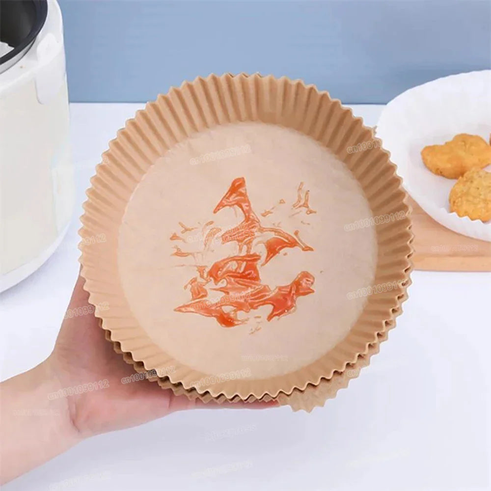 50/100Pcs Disposable Air Fryer Paper Liners Non-Stick Round Baking Parchment for Kitchen Cooking