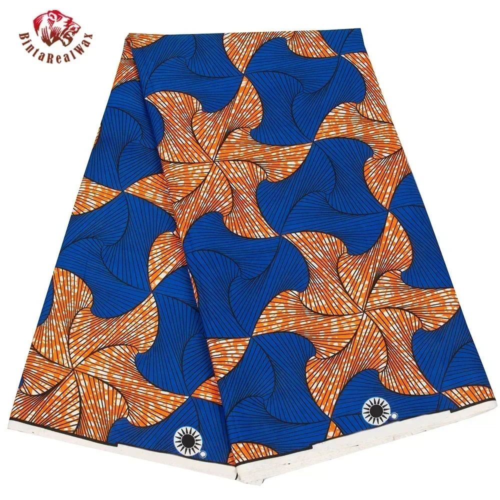 BintaRealWax Geometric Ankara Fabric - Polyester Sewing Cloth by the Yard FP6258