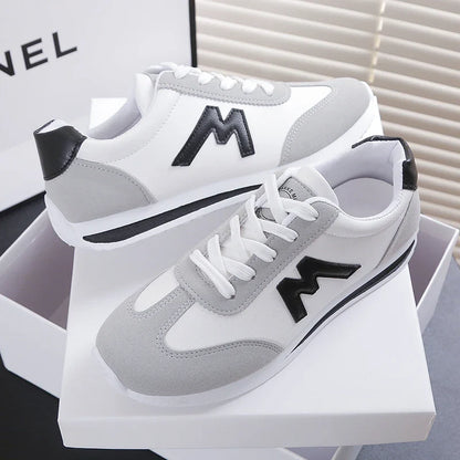 2024 Women’s Casual Walking Shoes - Summer Flat Lace-Up Leather Sneakers, High-Quality Fashion Flat-Bottom Gump Sneakers