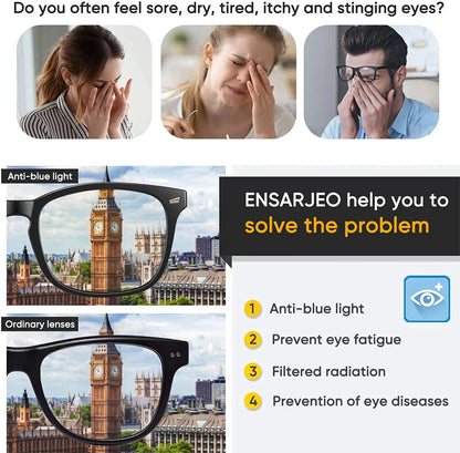 Blue Light Blocking Glasses – Men’s Computer and Gaming Glasses, UV400 Clear Lens for Eye Protection and Anti-Eyestrain