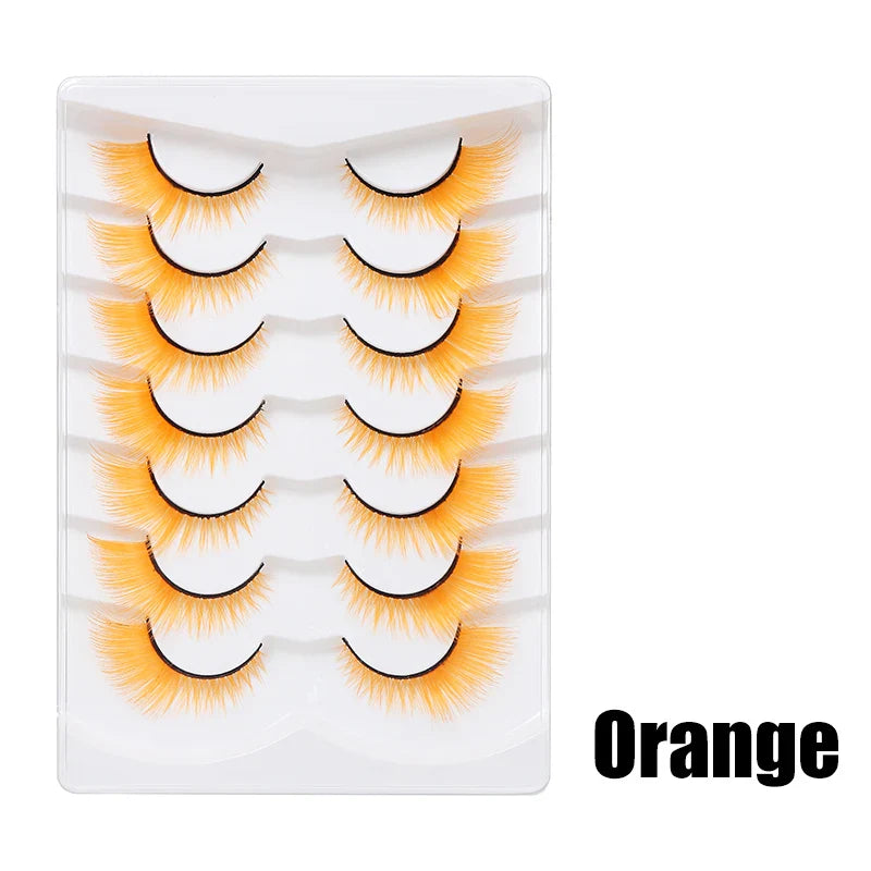 Colorful Halloween False Eyelashes – Blue, Red & Pink Cosplay Fake Lash Extensions for Makeup Looks
