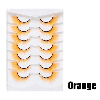 Colorful Halloween False Eyelashes – Blue, Red & Pink Cosplay Fake Lash Extensions for Makeup Looks