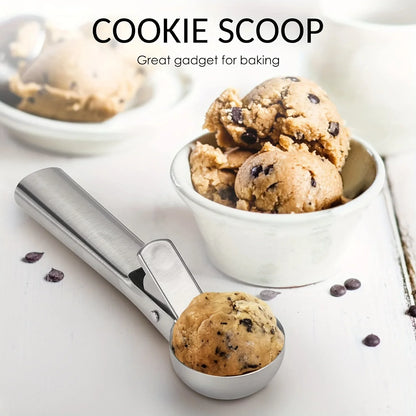 Multifunctional Stainless Steel Ice Cream Scoop – Dual-Purpose Fruit & Watermelon Ball Spoon for Household Use