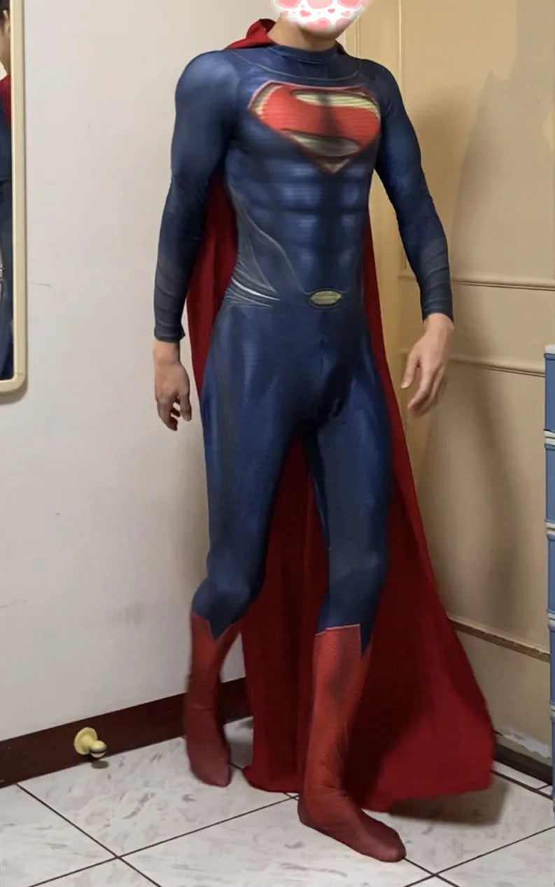 Adults Superman Man of Steel Cosplay Zentai Suit – Superhero Halloween Bodysuit Party Jumpsuit