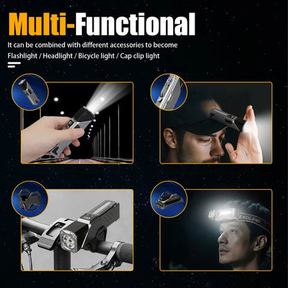 High-Power LED EDC Flashlight – Rechargeable Pocket Torch with RGB, Magnet & Clip for Camping & Fishing